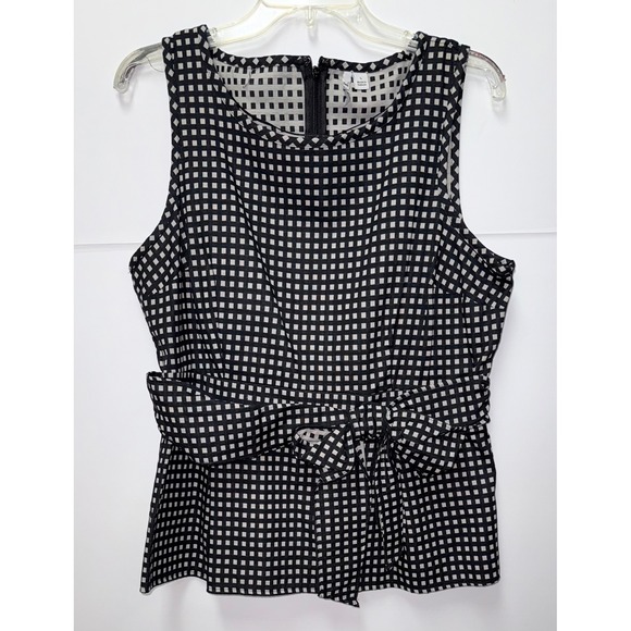 ELLE Chic Black & Grey Checkered Sleeveless Set Top & Pants Boho Sz L Preppy - Picture 2 of 15